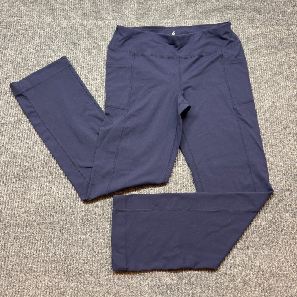 Skechers GOwalk Pants Womens L Navy Blue Straight Leg Active Yoga Pocket